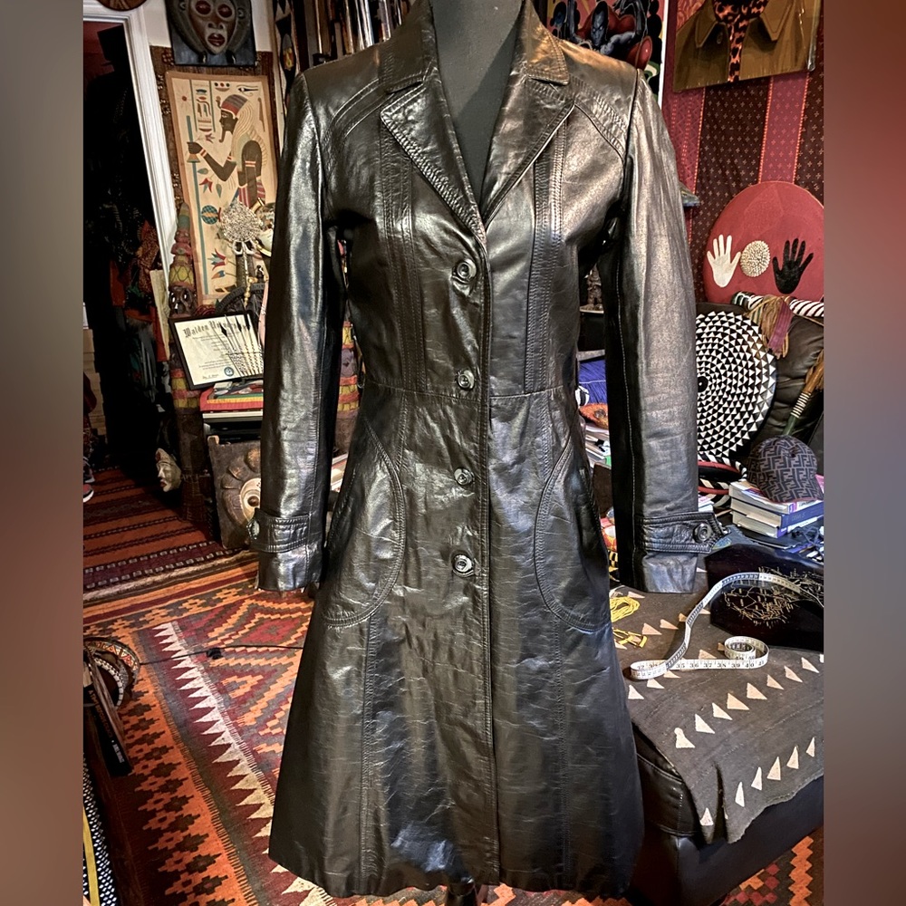 VTG WILSON’s Black Leather Long Jacket, size 8